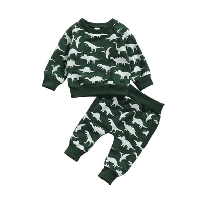 0-24M DINOSAUR! Printed Long Sleeve Pullover 2PC Set BABY VIBES & CO.