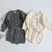 Chunky Long Sleeve Knit Cardigan + Bottoms Set BABY VIBES & CO.