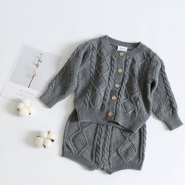 Chunky Long Sleeve Knit Cardigan + Bottoms Set BABY VIBES & CO.