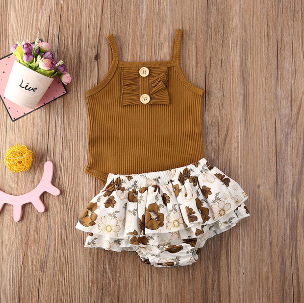 Floral Boho Tops+Ruffle Tutu Skirt Set - BABY VIBES & CO.