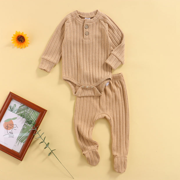 Ribbed Neutral Long Sleeve + Footies 0-18M BABY VIBES & CO.