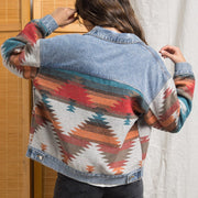 Not My Mom's Retro Denim Aztec Jacket BABY VIBES & CO.