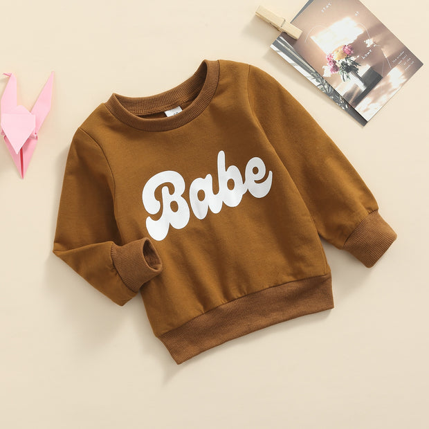 70'S BABE PRINT LONG SLEEVE PULLOVER 6M-3T BABY VIBES & CO.