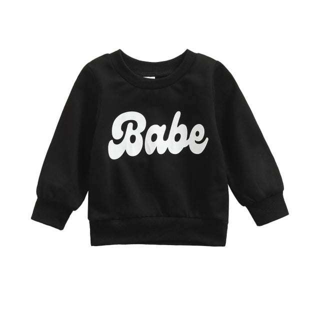 70'S BABE PRINT LONG SLEEVE PULLOVER 6M-3T BABY VIBES & CO.