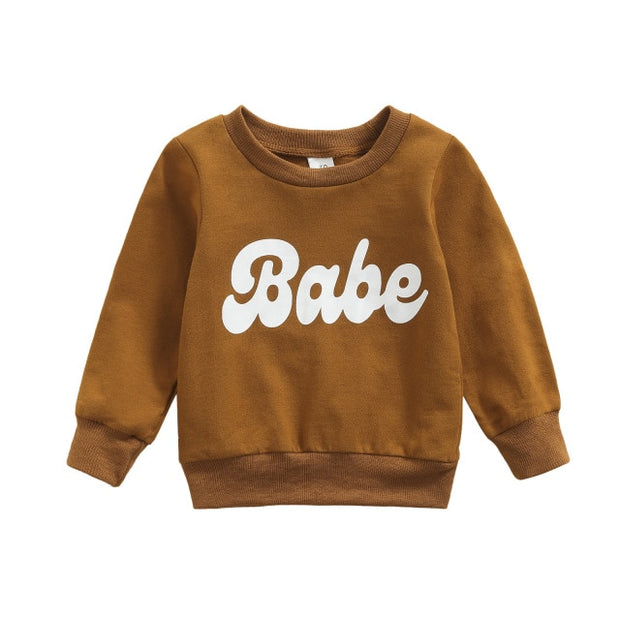 70'S BABE PRINT LONG SLEEVE PULLOVER 6M-3T BABY VIBES & CO.