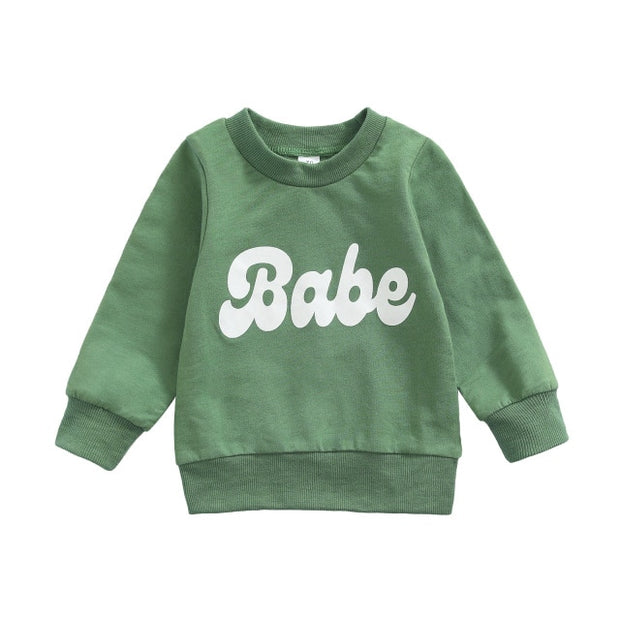 70'S BABE PRINT LONG SLEEVE PULLOVER 6M-3T BABY VIBES & CO.