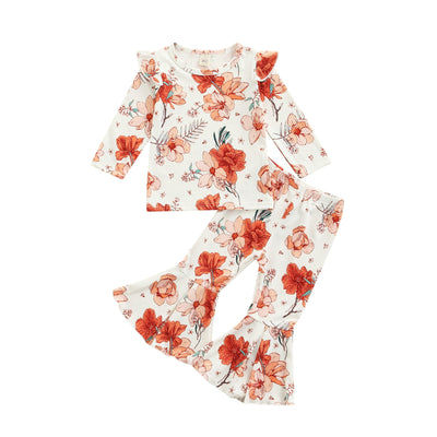 Frilly Vintage Floral Top + Flares Set 12M-4T BABY VIBES & CO.