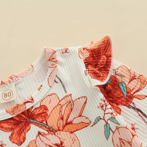 Frilly Vintage Floral Top + Flares Set 12M-4T BABY VIBES & CO.