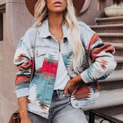 Not My Mom's Retro Denim Aztec Jacket BABY VIBES & CO.