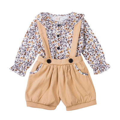 Hayden Floral Button Down + Overalls Set - BABY VIBES & CO.