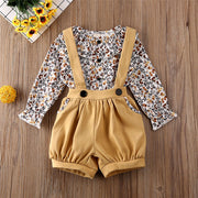 Hayden Floral Button Down + Overalls Set - BABY VIBES & CO.