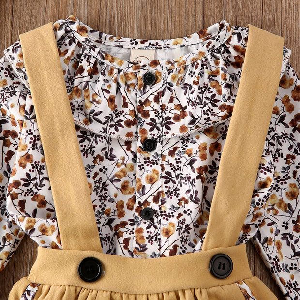 Hayden Floral Button Down + Overalls Set - BABY VIBES & CO.
