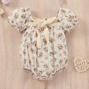 Short Sleeve Neutral Floral Body Suit BABY VIBES & CO.