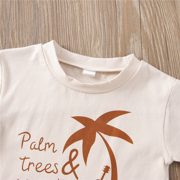 PALM TREES COTTON TEE + MATCHING SHORTS SET BABY VIBES & CO.