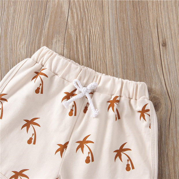 PALM TREES COTTON TEE + MATCHING SHORTS SET BABY VIBES & CO.