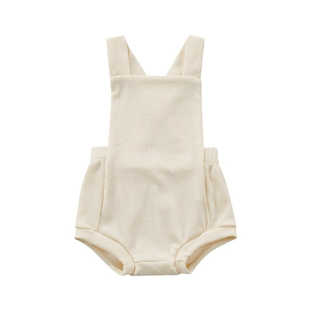 Ribbed Solid Sleeveless Suspender Style Romper Overalls BABY VIBES & CO.