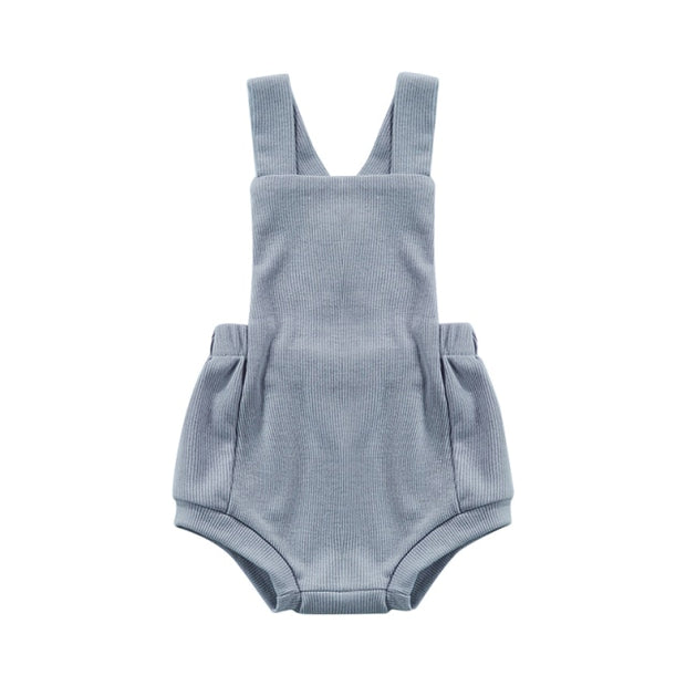 Ribbed Solid Sleeveless Suspender Style Romper Overalls BABY VIBES & CO.