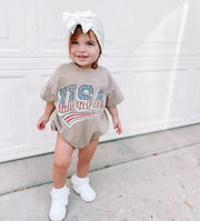 Independence Day Romper 0-24M Letter Printed Short Sleeve USA Baby Jumper BABY VIBES & CO.